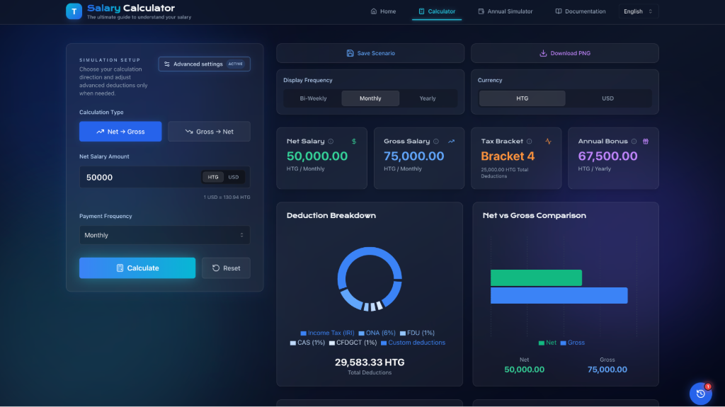 Salary calculator product screenshot